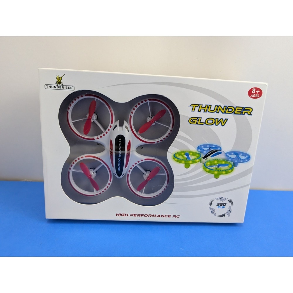 Thunder Glow Drone, Remote Control Quad-Copter With Lights R/C Flying Kids Red